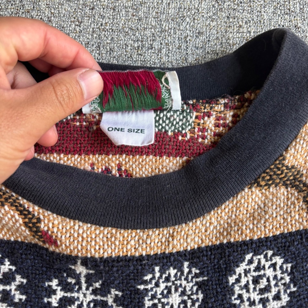 Sugar Street Weavers Sweater Unisex OS Tan Christmas Santa Reindeer Vintage USA - Picture 5 of 8